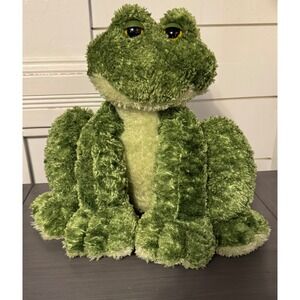 First & Main Froggle Weggle Green Shaggy Frog Sleepy Eyes Plush 11" 5175